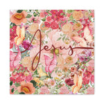 Floral Jesus Canvas Art, Stretched Canvas Print for Home Decor, Christian Gift, Religious Wall Art, Inspirational Decor