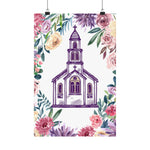 Floral Church Art Print – Inspirational Religious Wall Decor Poster