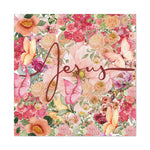 Floral Jesus Canvas Art, Stretched Canvas Print for Home Decor, Christian Gift, Religious Wall Art, Inspirational Decor