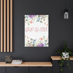 God Is Love Canvas – Inspirational Floral Wall Art Decor