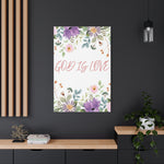 God Is Love Canvas – Inspirational Floral Wall Art Decor