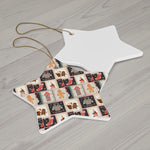 Star Ceramic Ornament — Gingerbread & Holiday Patchwork Design