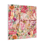 Floral Jesus Canvas Art, Stretched Canvas Print for Home Decor, Christian Gift, Religious Wall Art, Inspirational Decor