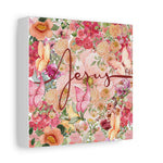 Floral Jesus Canvas Art, Stretched Canvas Print for Home Decor, Christian Gift, Religious Wall Art, Inspirational Decor