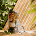 Majestic Lion and Lamb Tumbler, Eco-Friendly Travel Mug, Wilderness Lover Gift, Animal Lover's Cup, Personalized Beverage Holder