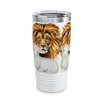 Majestic Lion and Lamb Tumbler, Eco-Friendly Travel Mug, Wilderness Lover Gift, Animal Lover's Cup, Personalized Beverage Holder