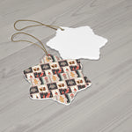 Star Ceramic Ornament — Gingerbread & Holiday Patchwork Design