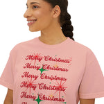 Merry Christmas Women's Boxy Tee, Holiday T-Shirt, Festive Top, Christmas Gift, Seasonal Apparel